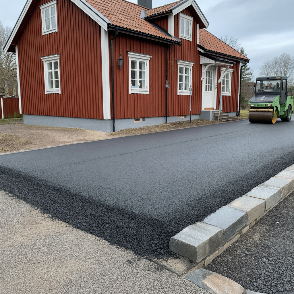 asfaltera uppfart kostnad underarbete och tjocklek